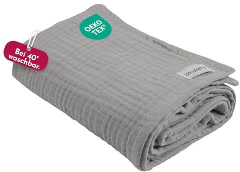 Clinotest Musselintücher Baby - 1Stk. 80x80cm - waschbare Mulltücher ohne Einlaufen - saugstarke Baby Spucktücher aus 100% Musselin-Baumwolle - weiches und atmungsaktives Pucktuch (grau)