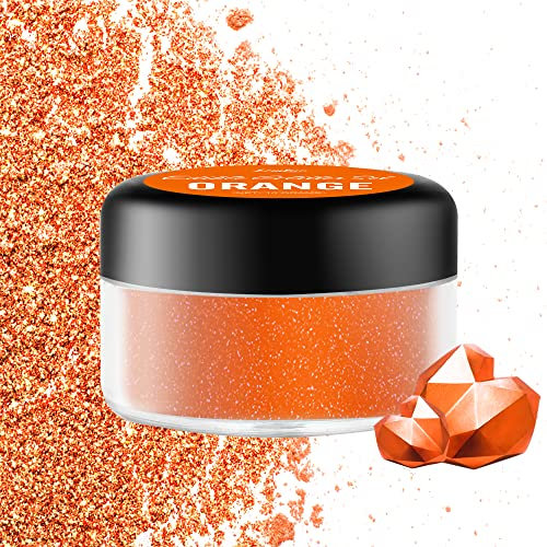 Essbarer Glitzer - 10g Essbarer Glitzerpulver Schimmer Glitzerstaub für Getränke, Kuchen, Lebensmittel - Metallisch Glitzerpuder Lebensmittelfarbe Pulver zum Cocktails, Wein, Fondant, Keksen (Orange)