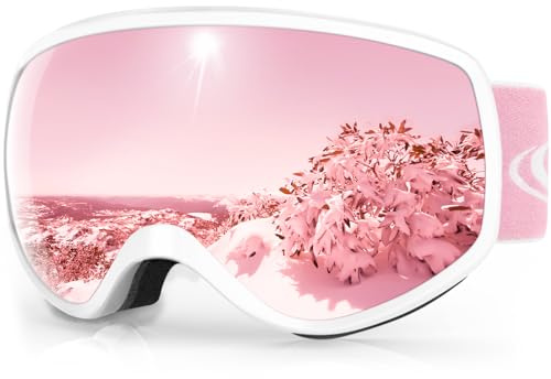 Findway Masque de Ski Enfant 3 à 12 Ans - Lunettes de Ski Enfant Masuqe Ski pour Garçon et Fille Anti-UV Antibuée Compatible avec Casque pour Ski Autres Sports
