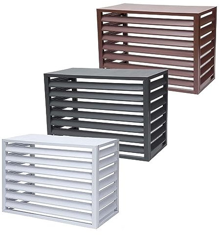 OSmari Cache climatiseur exterieur aluminium,1pc caisson anti bruit pompe à chaleur,Étanche À La Poussière Et À L'eau,Convient pour l'unité extérieure du climatiseur,Gris,100x50x70cm/39x20x27in