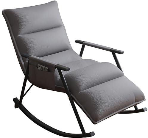 Verbreiterter Schaukelstuhl Outdoor, Übergroßer Stillstuhl Mit Stahlrahmen, Tragbare Bequeme Relaxsessel Schaukelsessel Für Terrasse, Hinterhof, Balkon, Veranda, Tragkraft: 150KG ( Color : Gray )