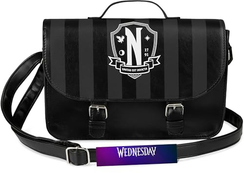 Wednesday Cross Body Bag for Girls Teens, Satchel Shoulder Handbag with Adjustable Strap Travel Shopping, Gothic Gifts for Her