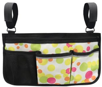 Rollstuhltasche Seitentasche – Rollstuhl-Armlehnentasche, seitliche Aufbewahrungstasche, Rollstuhl-Armlehne, Seitentaschen an der Seite mit hellen Rollstuhltaschen, wasserdicht, schwarz, Väter
