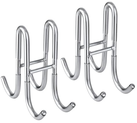 PEUTIER 2 Stück Haken für Glasduschtüren, Duschtürhaken aus Edelstahl 304 Doppelseitig Verwendbare Duschhandtuchhaken Bohrfreier Handtuchhalter für Badezimmer (Silber)