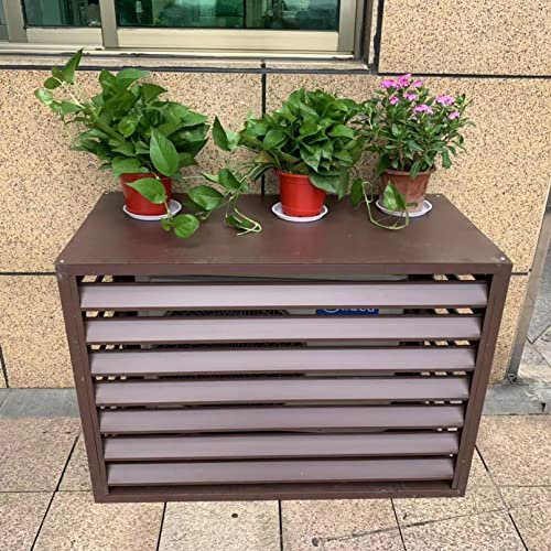 Écran de clôture pour climatiseur extérieur, étagère de rangement pour unité de climatisation extérieure, housse de protection marron pour cacher l'unité de climatisation et éviter les mauvaises