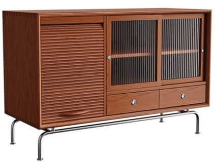 Credenza in legno massello con porta moderna con tapparella avvolgibile, per soggiorno o ristorante, armadietto moderno a buffet (A)