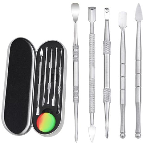 Edelstahl Ton Modellierwerkzeug Kit Töpferton Schnitzwerkzeug Doppelendige Wachsschnitzer Werkzeuge Skulpturen für Bildhauerei Detaillierung Töpferschnitzerei Modelierwerkzeugset Mit Box Silber