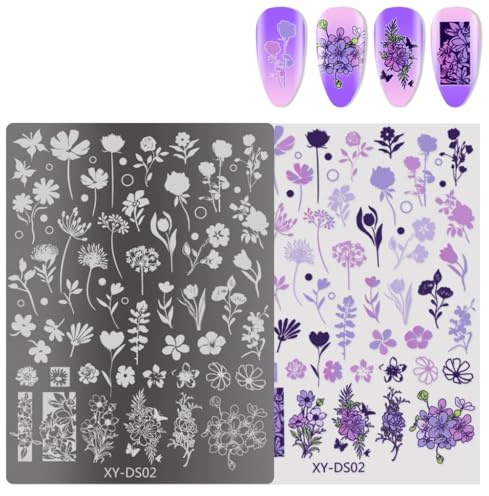 French Nails Stamping Plaques Nail Stamps Pochoirs Fleurs Ongles Plaques Manucure Imprimer Pochoirs Ongles Art Tampon Outil
