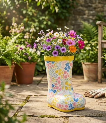New Stunning Wellington Boot Planter Design Fun And Functional Plants Flowers Pot Gardening Ornament Gift Perfect For Adding Some Personality To Your Plants And Garden Decor -A11