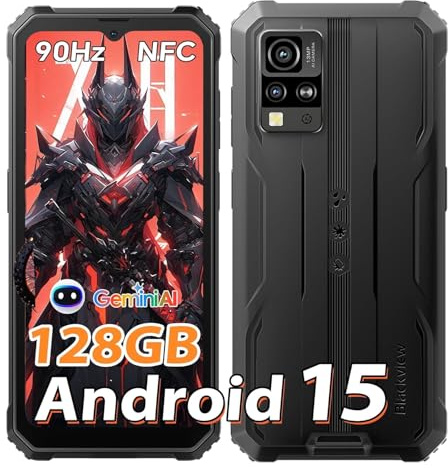 Blackview BV4800 Pro Rugged SmartPhone Android 15 | 12GB RAM + 128GB/2TB Rugged Phone | 6.56 HD+ | 8MP+16MP Dual Camera | 5100mAh IP68/IP69K Waterproof | NFC,Face Unlock | 4G Dual SIM UK Version