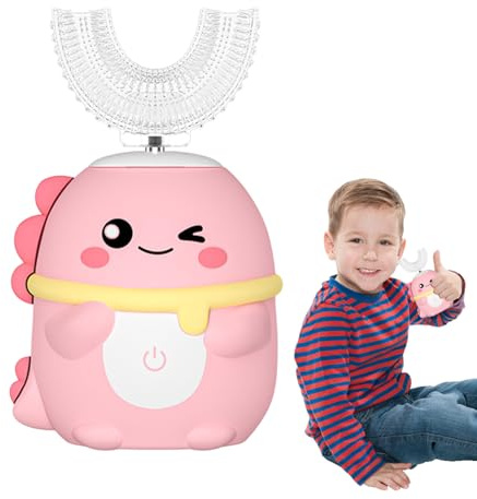 Cepillo Eléctrico En De U Para Niños,Cepillo Ultrasónico Infantil | Diseño De Dinosaurio Animado Para El Cuidado Bucal Diario Infantil Que Previene Caries Y Fomenta Hábitos De Higiene En Casa Para Niñ
