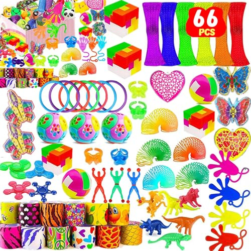 WAKSOX Kindergeburtstag Mitgebsel Set 66 Stück Kindergeburtstag Gastgeschenke, Goodie Taschen Stuffers für Klassenzimmer Belohnung Preise, Geburtstagsgeschenke Spielzeug, Karneval Preise für Kinder