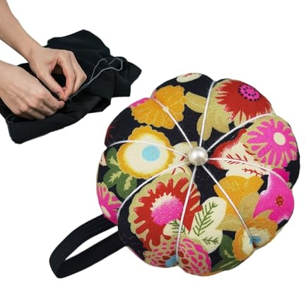 Puntaspilli da Cucito - Porta Aghi A Forma di Zucca, Puntaspilli da Polso con Cinturino Elastico Regolabile | Cuscino Aghi Braccialetto, Pin Cuscino da Polso, per Cucito E Quilting Fa