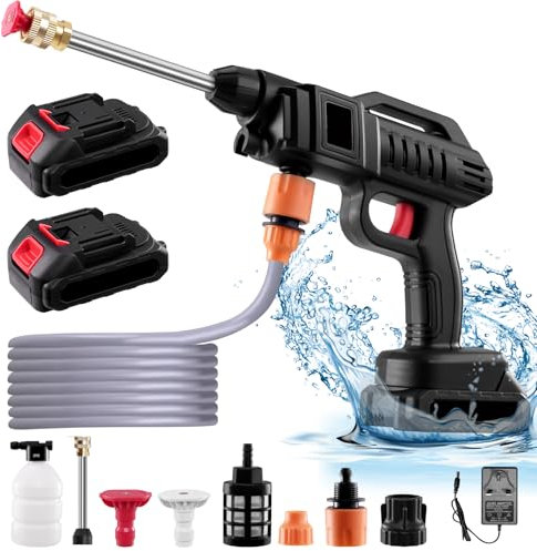 Power Washer High Power Washer Machine 60 Bar and Charger 1500W Portable Pressure Washer with Nozzle and 5m/16.5ft tube for Car, Watering Flowers, Cleaning Floors