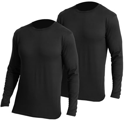LNFINTDO 2-pack termounderkläder undertröja män vinter funktionella underkläder rund hals termoskjorta långärmad varma skidunderkläder termiska underkläder, svart, M