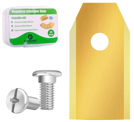 Kingsource 30-Pack Titanium-Coated Robot Mower Blades for Husqvarna Automower, Gardena, Segway Navimow – Durable Replacement Blades with Screws for Robotic Lawn Mower (0.75mm)