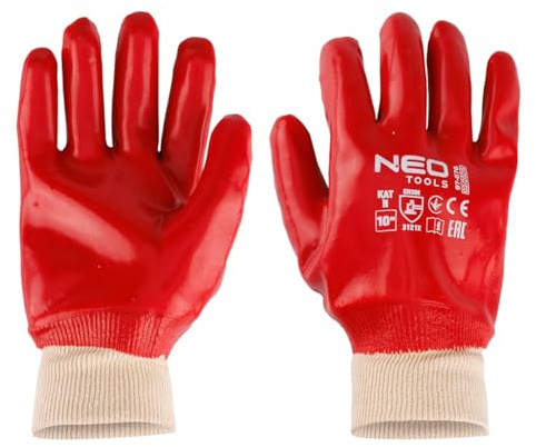 NEO TOOLS Schutzhandschuhe PVC, Gr. 10, Robust, Wasserdicht und Ölbeständig