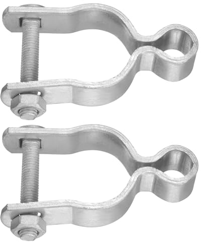 sourcing map Chain Link Fence Gate Post Hinge, Galvanized Steel Chain Link Fence Gate Female Hinge for 1-9/16 in OD Post Gate Hinges with Bolts and Nuts for Backyard, Farm Garden Door, 2pcs
