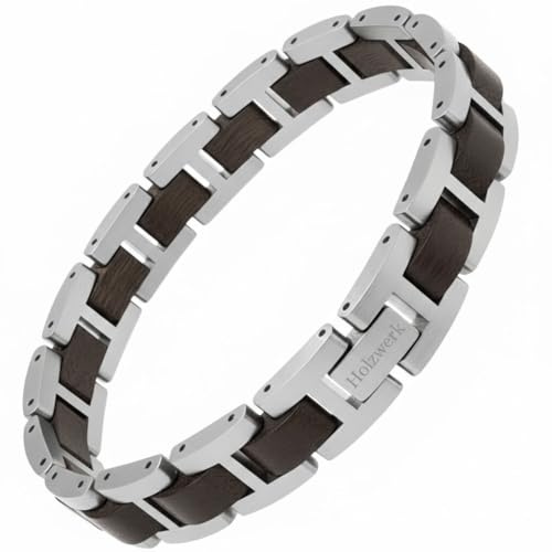 Holzwerk WERLSEE Natur Holz Armband für Damen und Herren Holzarmband Herrenarmband Damenarmband Braun Walnuss Einstellbar inkl. Armbandkürzer und Aufbewahrungsbox