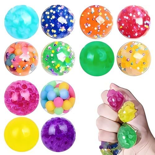 CEJAS 12 stycken presentpåsar barnfödelsedag squishy stressboll, antistressbollar barns födelsedagspresenter, antistressbollar vuxna små presenter till barn, stil slumpmässig