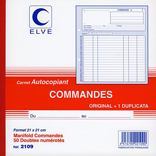 ELVE - 2109 - Carnet autocopiant - Ordres collecteurs 50 numéros doubles - 21x21cm, Original + 1 Dupliqué