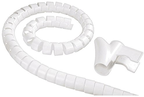 Electraline 60629 Cavo/Raccogli Spiralato/Avvolgicavo 25 mm, Tubo a Spirale per Raccogliere Fasci di Cavi per PC, TV, Impianti Hi-Fi, Bianco, 1.8 m