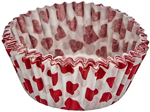 Fackelmann Zenker 43959 50 moldes de Papel para Magdalenas, Corazones, Papel, Color Blanco y Rojo