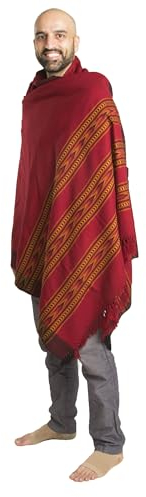 Om Shanti Crafts Meditations- oder Gebetsschal oder einfarbige Decke, Wollschal / Wickeltuch, Oversize-Schal, Unisex, Rot/Ausflug, einfarbig (Getaway Solids), 7.5' x 3.5'