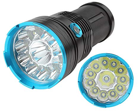 Taktische LED-Taschenlampe 10000 Lumen Hochleistungs-Taschenlampe Superhelle 12 x XML T6 LED wasserdichte Taschenlampen mit 3 Modi für Outdoor-Aktivitäten (Batterie nicht im Lieferumfang enthalten)