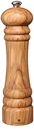 Zassenhaus Salzmühle Berlin, 24cm, Olivenholz, stufenloses Keramikmahlwerk | Gewürzmühle aus Olivenholz, für Salz, Pfeffer und getrocknete Kräuter, 25 Jahre Garantie, handgedrechselt
