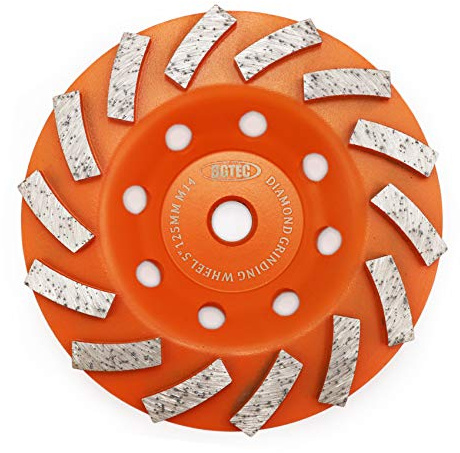 Schleifscheiben für Beton und Mauerwerk, BGTEC 1 Stück 125 mm 14 Turbo Diamantsegmente Diamantschleifscheibe mit M14 Dorn