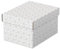 Esselte - Lot de 3 Petites Boîtes avec Couvercle, Rangement & Cadeaux, 100% Carton Recyclé, 100% Recyclable, Motif Géométrique, Blanc, 628280