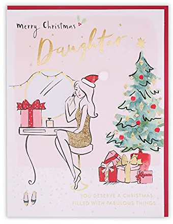 Clintons: Weihnachtskarte für Tochter mit Aufschrift Girl At Dressing Table Daughter