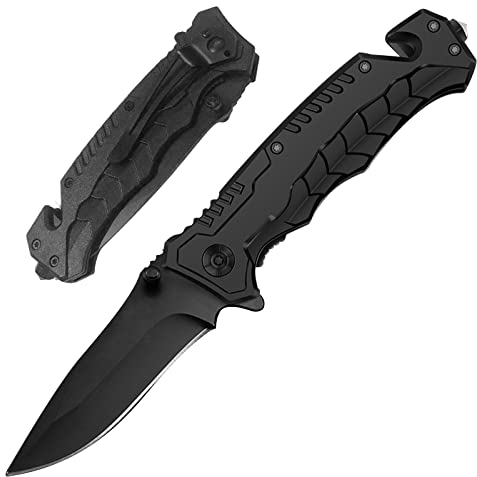 ZENG Klappmesser Taschenmesser Outdoor Messer Zweihandmesser Einhandmesser Klinge aus Edelstahl 52 HRC Multifunktion Jagdmesser Fuer Camping Wandern und Survival