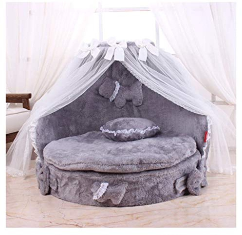 ZAW Hundebett Nette Spitze Prinzessin Hundekorb-Bett-Katze-Welpen Hundebetten Hundetraum Nest Pet Kennel Katze Hundebetten Luxus-Katzen-Hundesofa Katzenbett (Color : Grau)