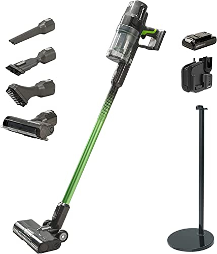 Greenworks GD24SVK4S Cordless Vacuum Cleaner, High Power Suction, 45 Minutes Run Time, Pet Hair Tool, 3 Levels of Power, 24V 4Ah Battery and Stand Super Charger, 3 Year Guarantee