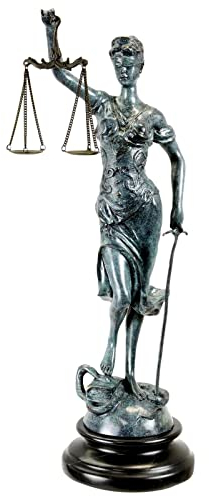 aubaho Bronzefigur Justitia Justizia mit Waage Bronze Skulptur Statue Antik-Stil 40cm