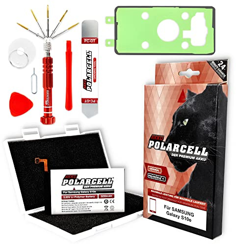 PolarCell Battery for Samsung Galaxy S10e SM-G970F/DS | 3250mAh strong Replacement Battery | replaces EB-BG970ABU | with Tools and Adhesives in Professional Set | S10e DuoS | A+ Quality Cells