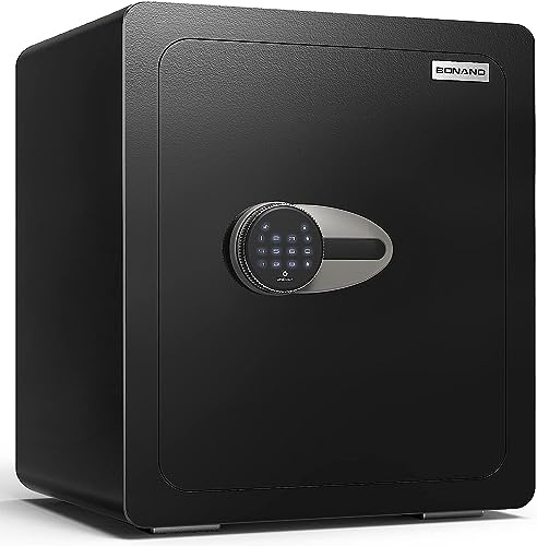 BONANO 2.2 Cub Safe Box, Home Safes Lock Box with Mute Function & Touch Screen Keypad, Money Safe with Removable Shelf & Led Light, Wall or Floor Mounting Safes for Home Office