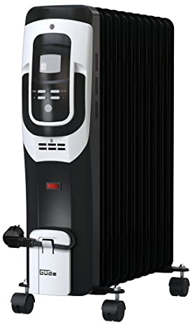 Güde Ölradiator OR 2500-11 DT (2500 W, 3 Heizstufen: 1000/1500/2500 W, LCD-Display, Kipp- & Überhitzungsschutz, stufenlos regulierbarer Thermostat, Timerfunktion, Handgriff & 4 Rollen)