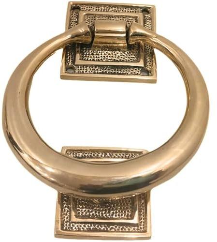 Schöner Messing-Ring-Türklopfer, glatte runde Form, 12,7 cm Durchmesser, Haustürklopfer, poliertes Messing, Montagematerial, Heimdekoration für Haustür-Akzent und Türzubehör
