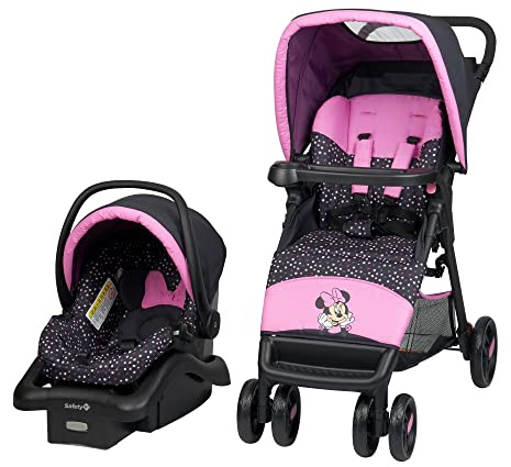 Disney Baby Minnie Mouse Simple Fold LX Travel System, Lift to fold compactly in Less Than a Second for Easy Storage; self-Standing When Folded, Minnie Dot Party