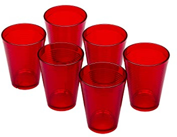 Omada Design 6 verres à eau de 275 ml, empilables, incassables, réutilisables, en plastique pour usage extérieur, ligne Samba