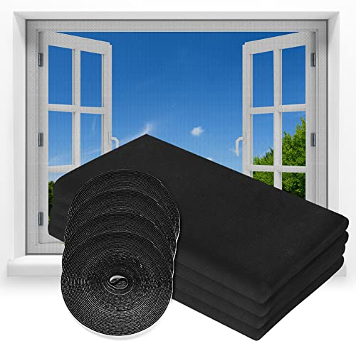 flintronic Fliegengitter Fenster, 4 Stück Zuschneidbar auf Fenstergrößen bis 130x150cm, Insektenschutz mit Starkem Klettband, Kinderleichte Montage,DIY Selbstklebendes Insektenschutz Fenster Netz