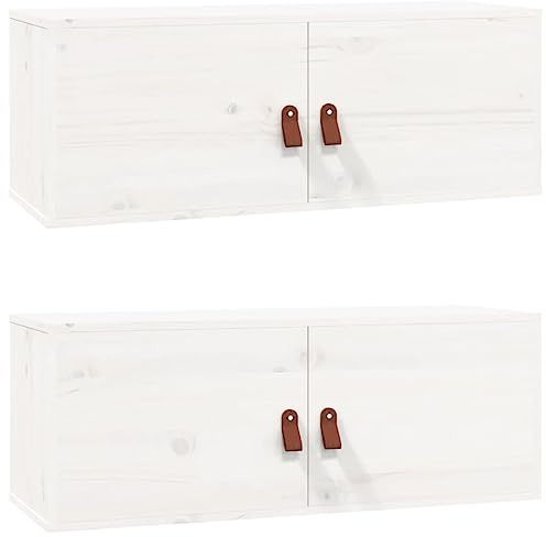 vidaXL Wandschränke 2 STK. Weiß 80x30x30 cm Massivholz Kiefer