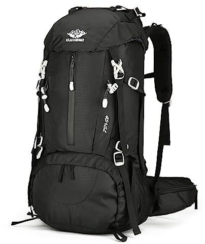 Esup 50L vandringsryggsäck män campingryggsäck med regnskydd 45 l + 5 l lätt ryggsäck ryggsäck reseryggsäck (svart ny)