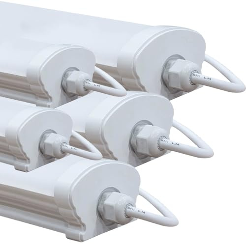 Europalamp - Luminaria lineal LED - Pack de 5 - Impermeable - 120 cm - 36 W - 3210 LM - Blanco - Interior y Exterior - 4000 K - Blanco neutro