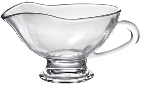 Alipis Glass Sauce Boat Sauce Dish Dipping Bowls, Transparent Western Food Jam Cup Side Dishes Seasoning Cup with Handle, 7.5 Oz