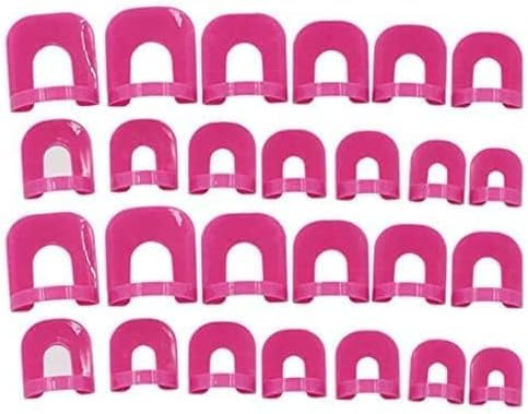 26Pcs Pink Nail Polish Edge Anti-Flooding Plastic Template Clip with Sticker, Reusable Spill Proof Manicure Protector Cover Professional Design Nail Art and Polish，Nail Art Accessories