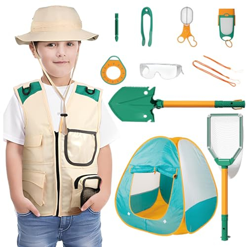 BeNsil Outdoor Spielzeug Kinder für Camping,Naturerkundungen und Abenteuer,mit Insektenfänger,Kompass,Becherlupe und mehr,Geeignet für Kinder im Alter von 3–12 Jahren